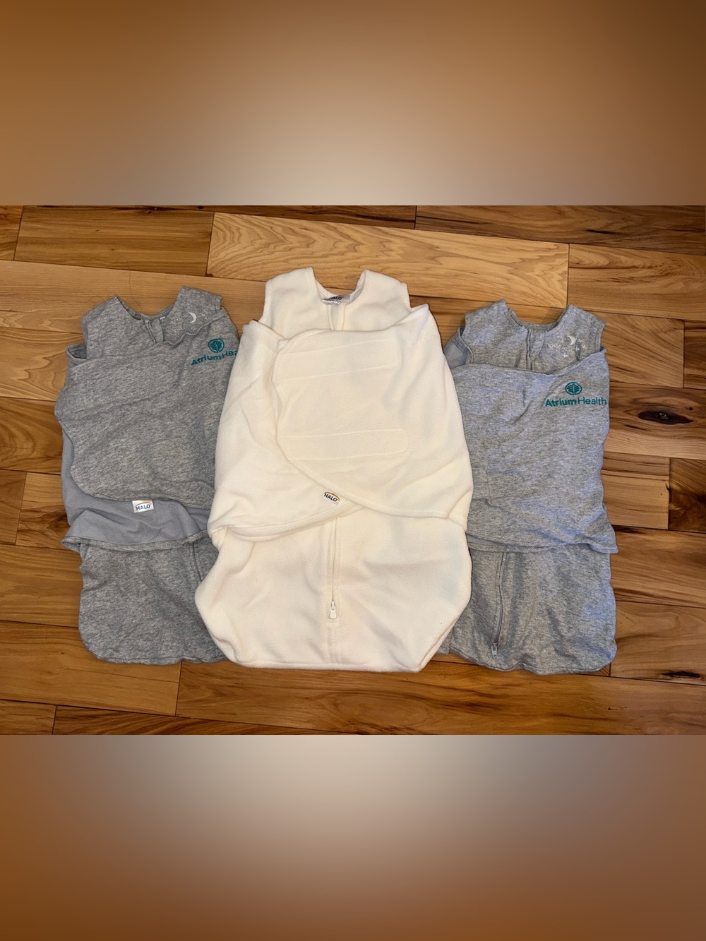 3pc HALO Newborn Swaddle SleepSack Bundle | Gray & White | 0–3M